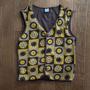 Zara Women's Crochet Vest - Yellow and Gray